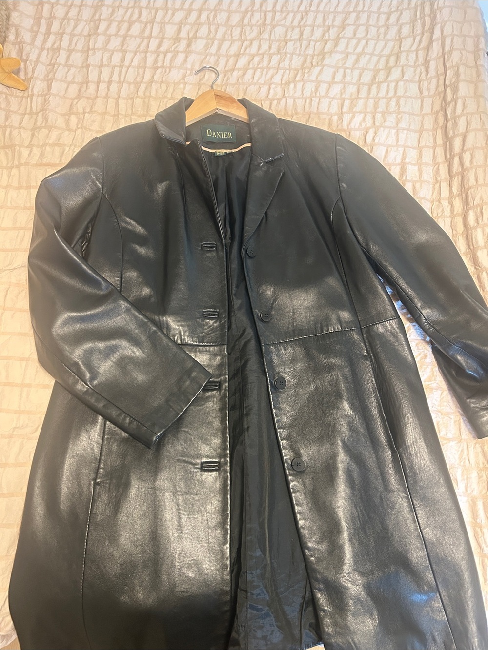 Danier Women’s Black Leather Overcoat